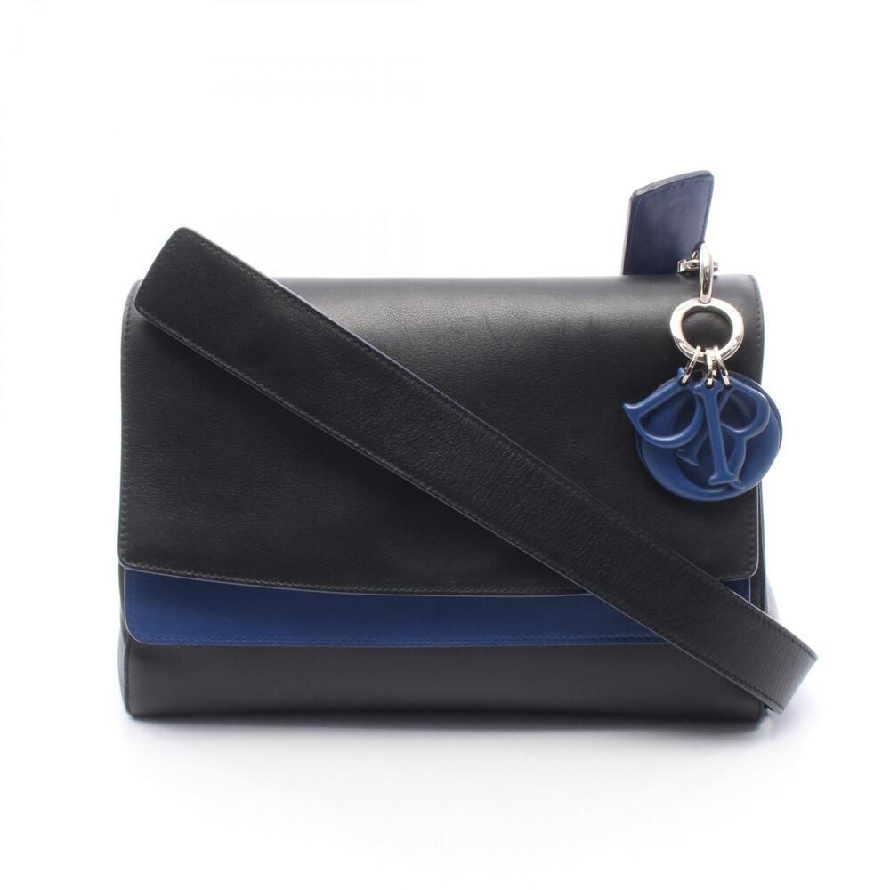 Christian Dior BE Shoulder Bag Lambskin Sheepskin Black Blue